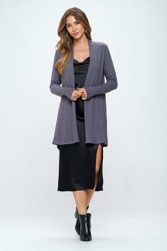 Cashmere Dreams Brushed Knit Cardigan - Black - Gray