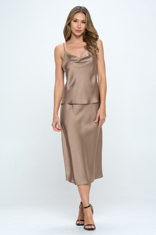 Silky Satin Tank Top - Dune