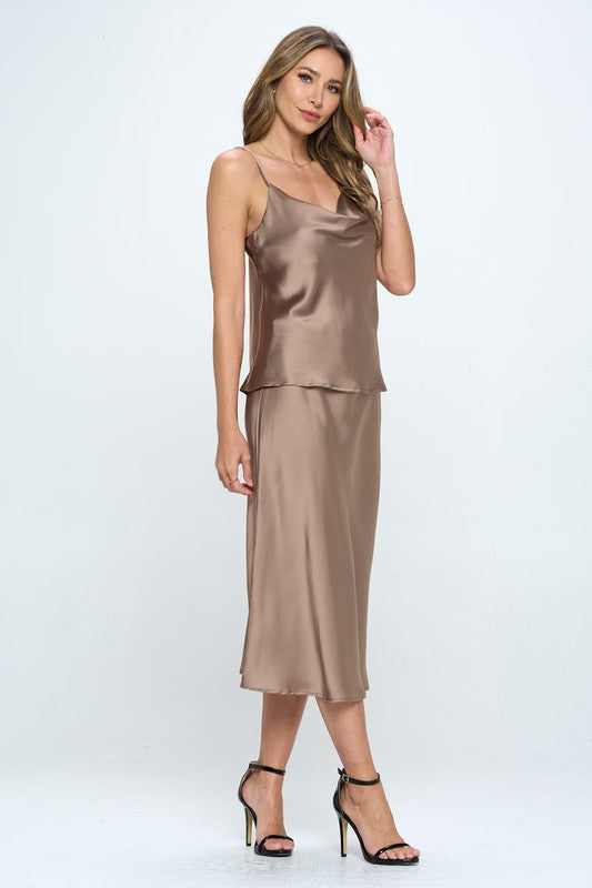 Silky Satin Tank Top - Dune