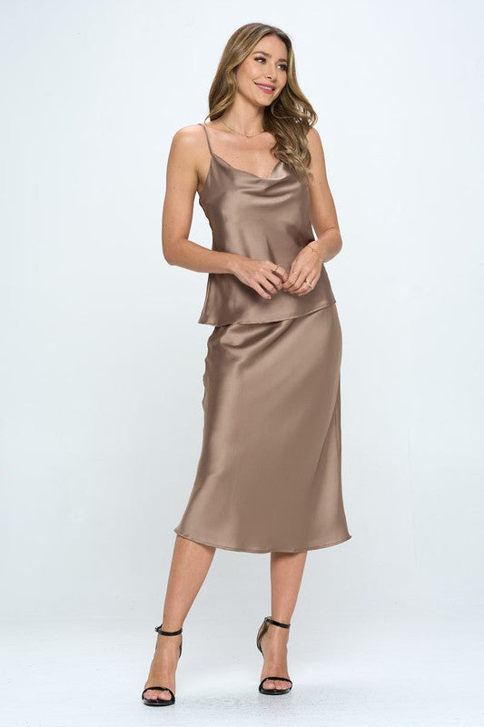 Silky Satin Tank Top - Dune