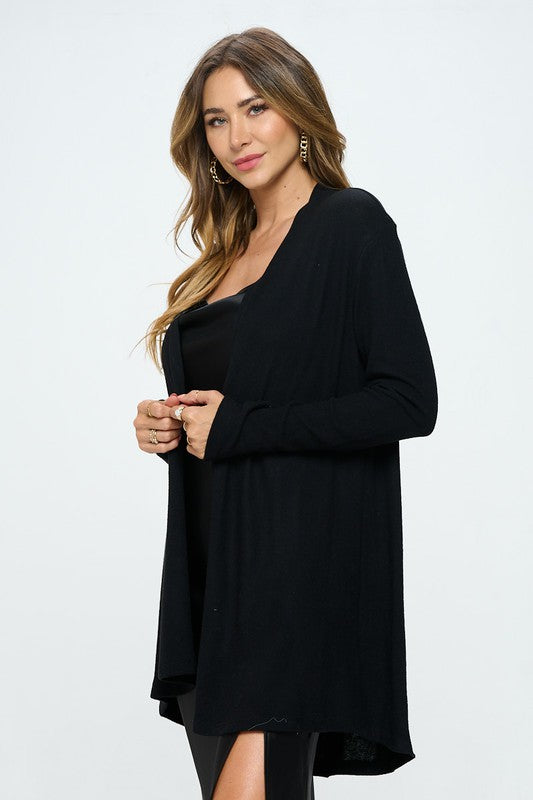 Cashmere Dreams Brushed Knit Cardigan - Black