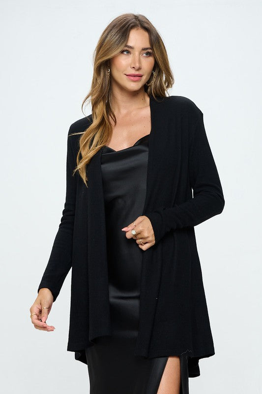 Cashmere Dreams Brushed Knit Cardigan - Black