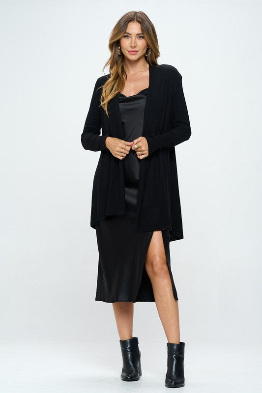 Cashmere Dreams Brushed Knit Cardigan - Black