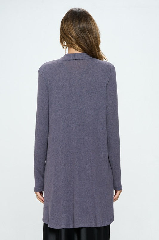 Cashmere Dreams Brushed Knit Cardigan - Black - Gray