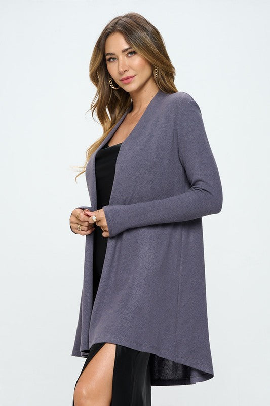 Cashmere Dreams Brushed Knit Cardigan - Black - Gray
