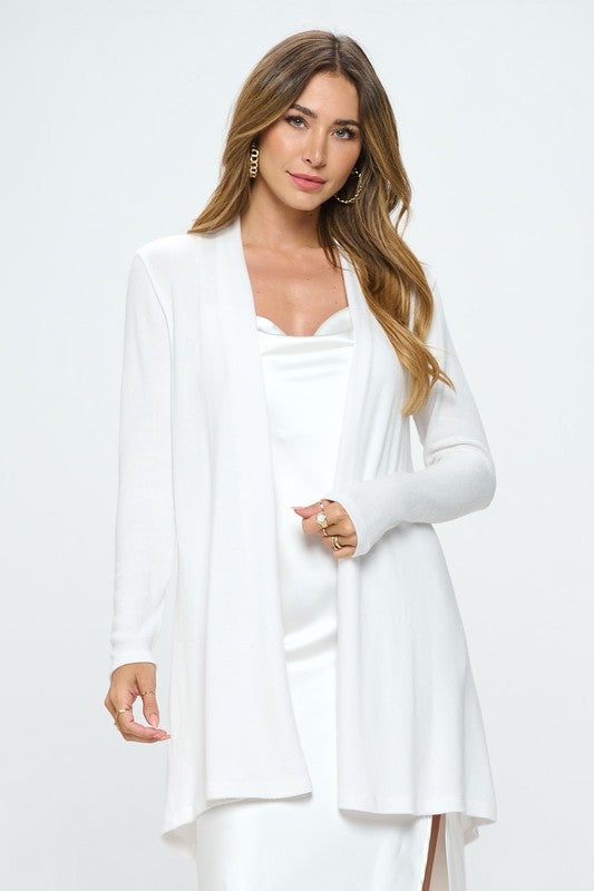 Cashmere Dreams Brushed Knit Cardigan - White