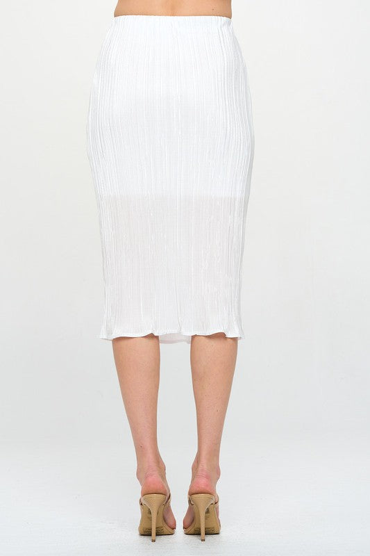 Made in USA Solid Plisse Midi Skirt