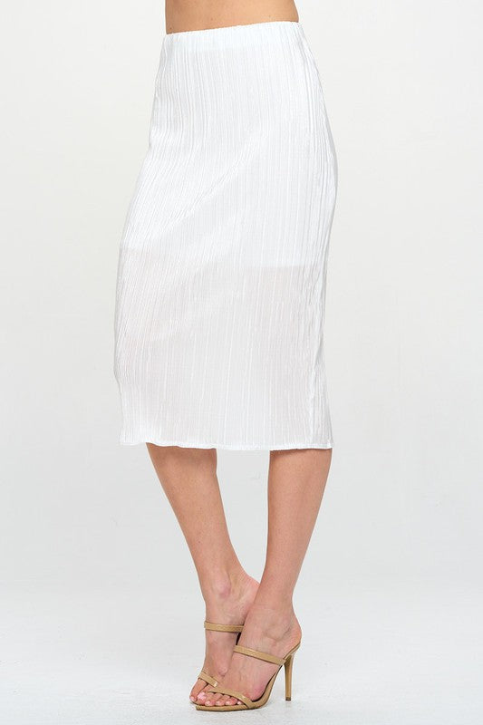 Made in USA Solid Plisse Midi Skirt