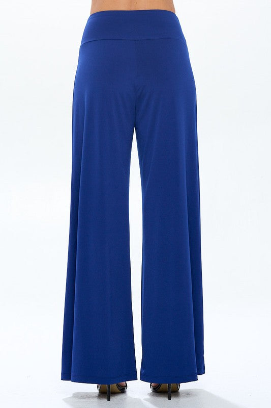 Solid Wide Leg Pants w Thick Waistband