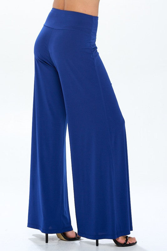 Solid Wide Leg Pants w Thick Waistband
