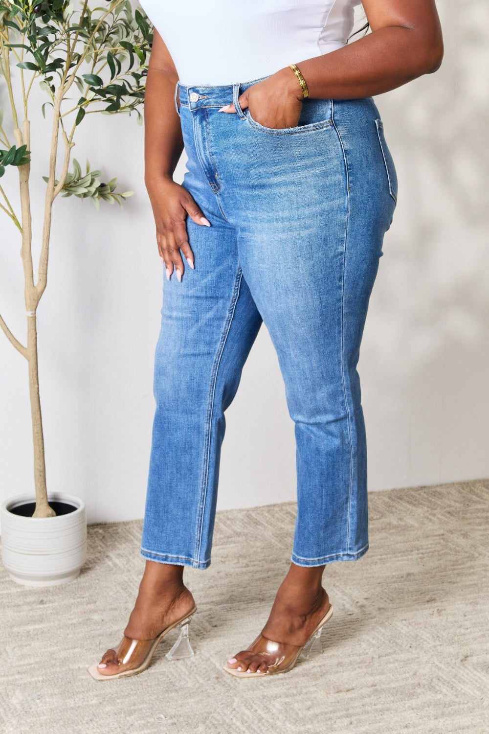 Full Size High Waist Straight Jeans