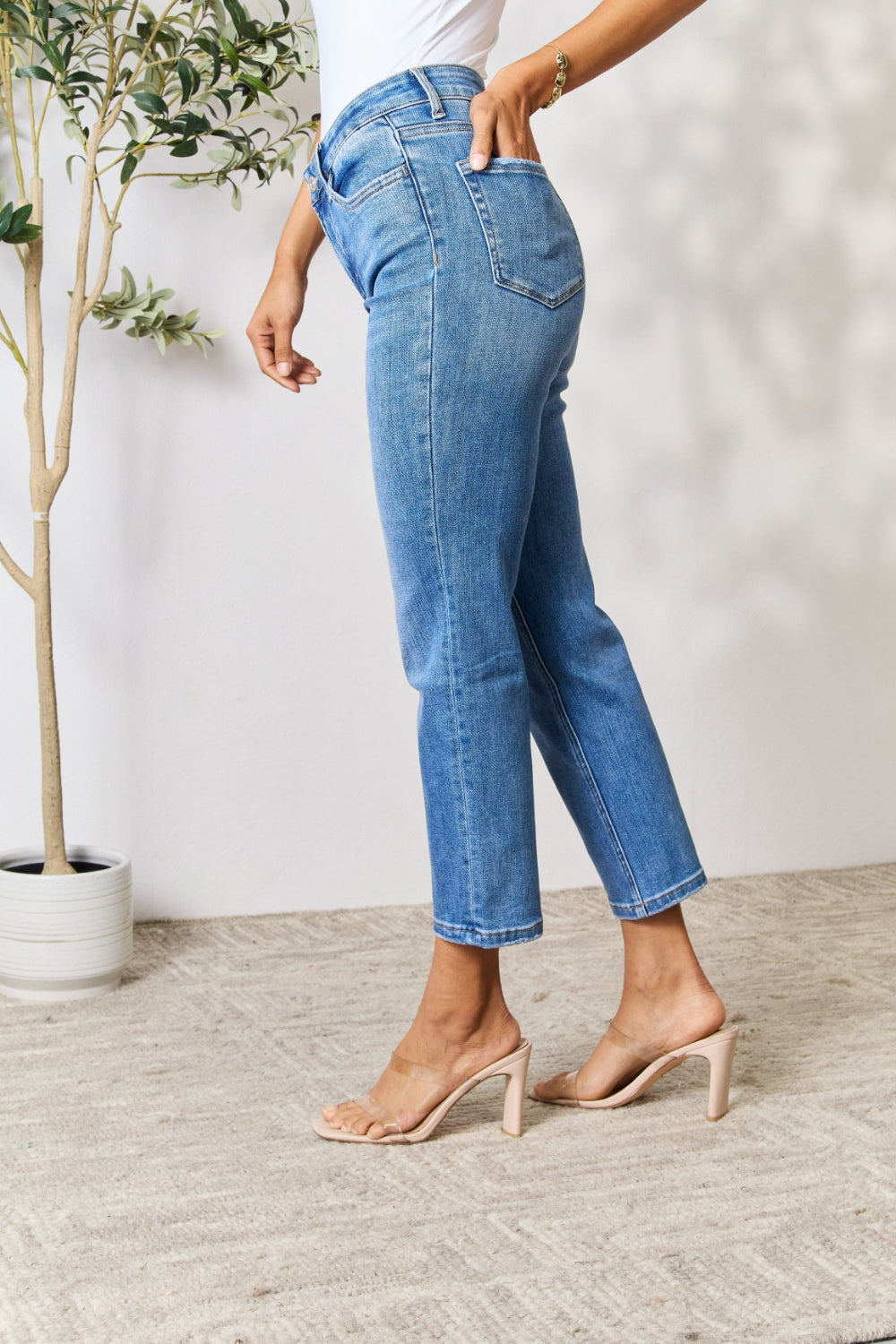 Full Size High Waist Straight Jeans