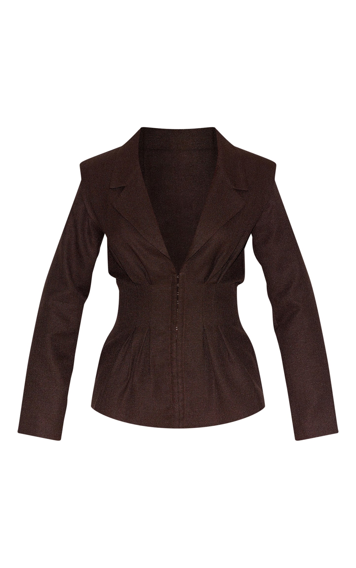 https://cdn-img.prettylittlething.com/3/2/7/9/3279abb1d994f35e17eb95dc128f95be6d3955b9_CNM3492_5_petite_chocolate_cinched_waist_blazer.jpg
