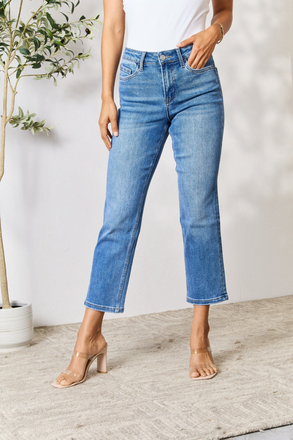 Full Size High Waist Straight Jeans