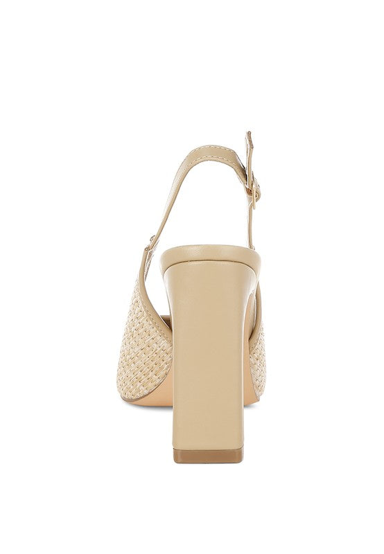 Alzbeta Raffia Pointy Toe Slingback Pumps