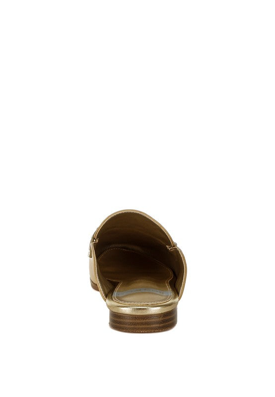 Adam Lane Stud Detail Metallic Pleather Mules