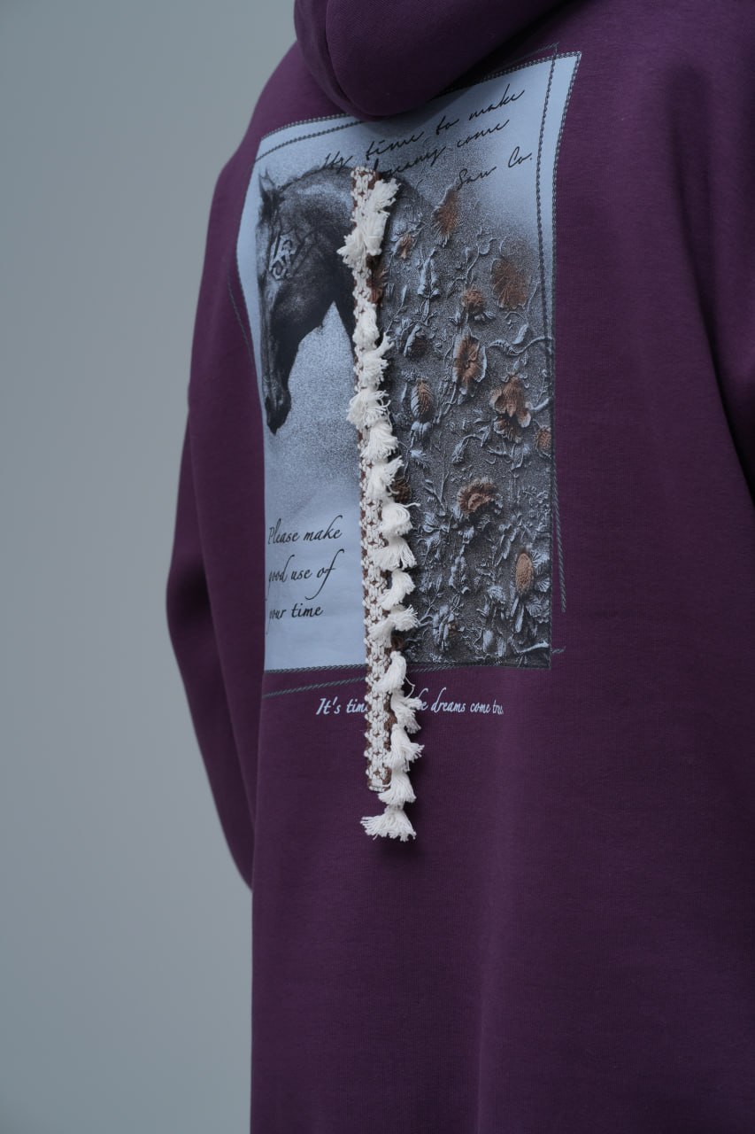 Mixed-Media Horse Graphic Hoodie