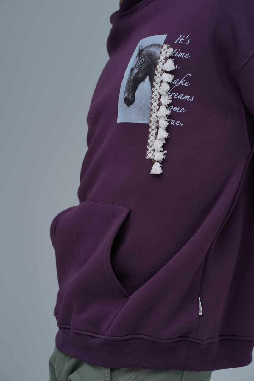 Mixed-Media Horse Graphic Hoodie