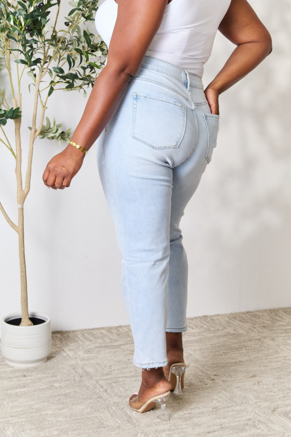 Full Size High Waist Straight Jeans