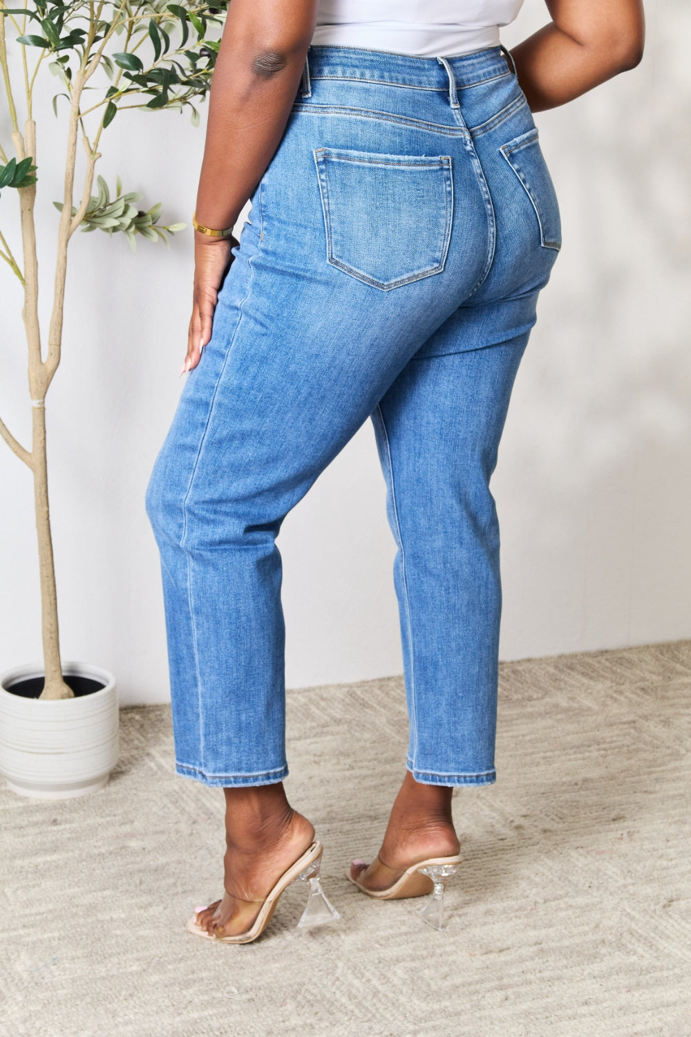Full Size High Waist Straight Jeans