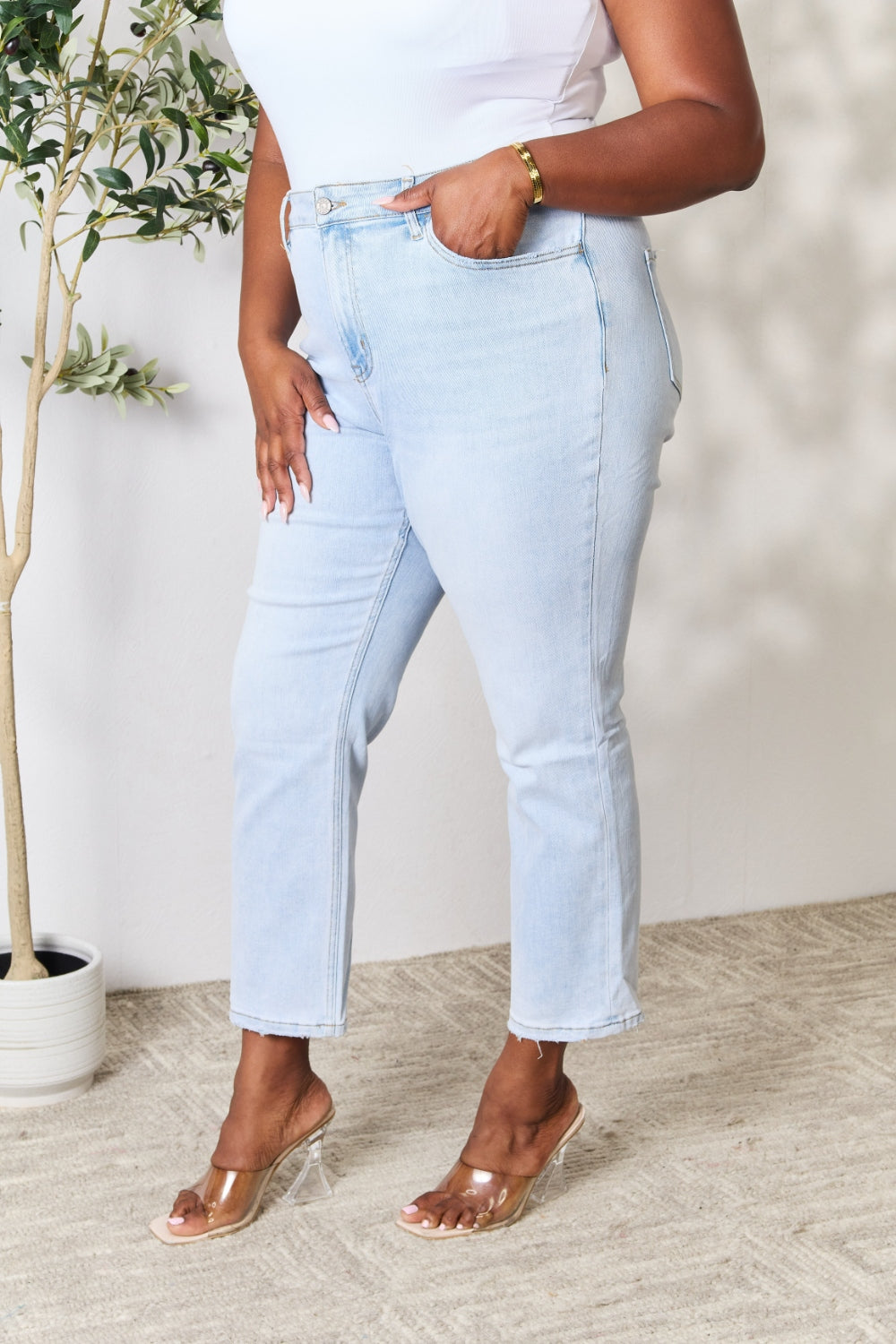 Full Size High Waist Straight Jeans