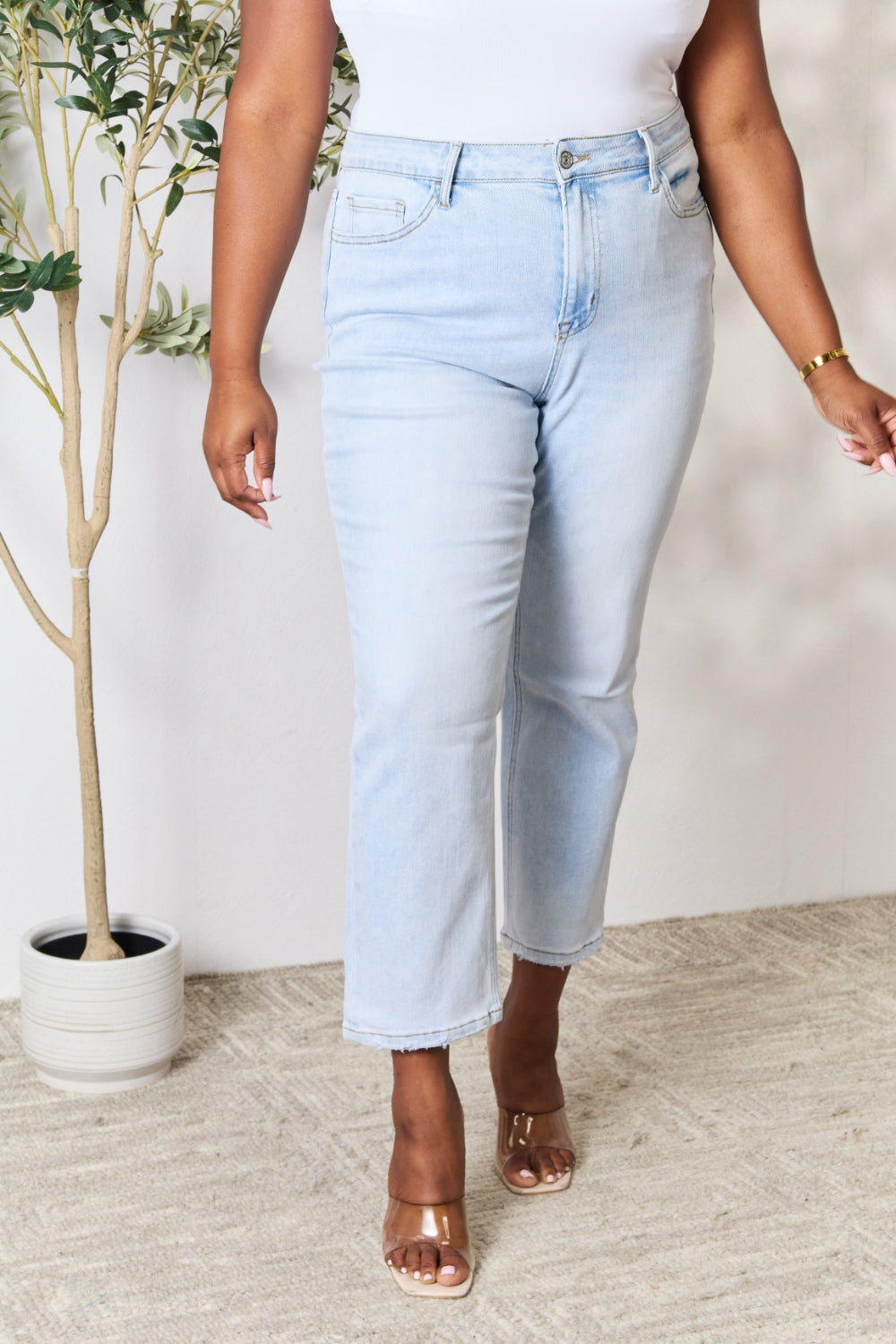 Full Size High Waist Straight Jeans