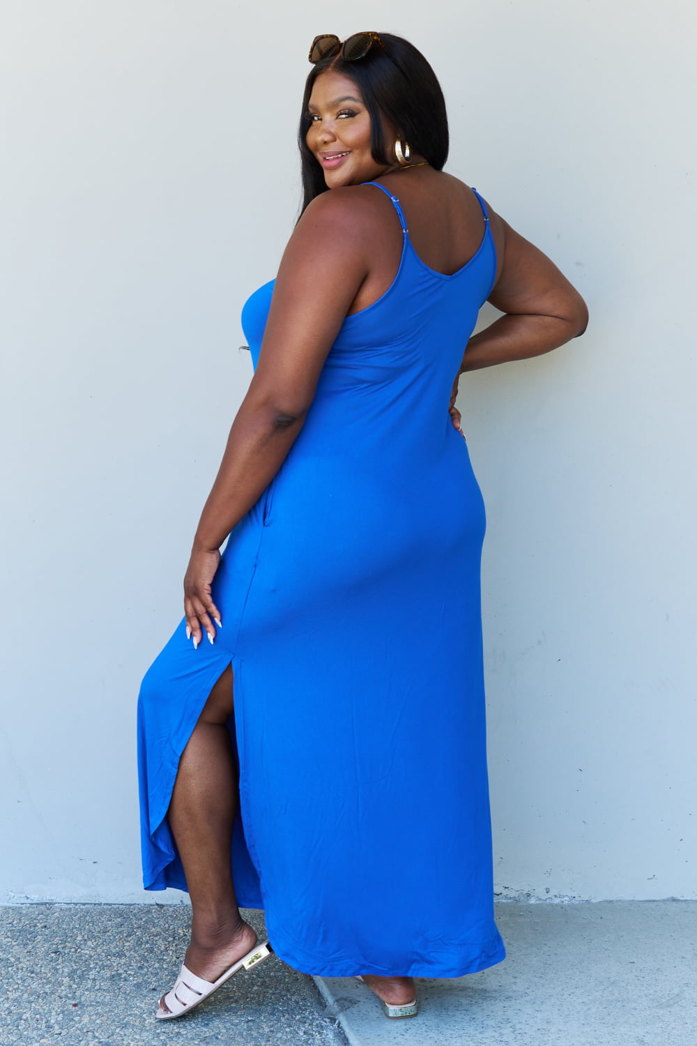 Good Energy Cami Side Slit Maxi Dress in Royal Blue (FULL SIZE XS-3XL)
