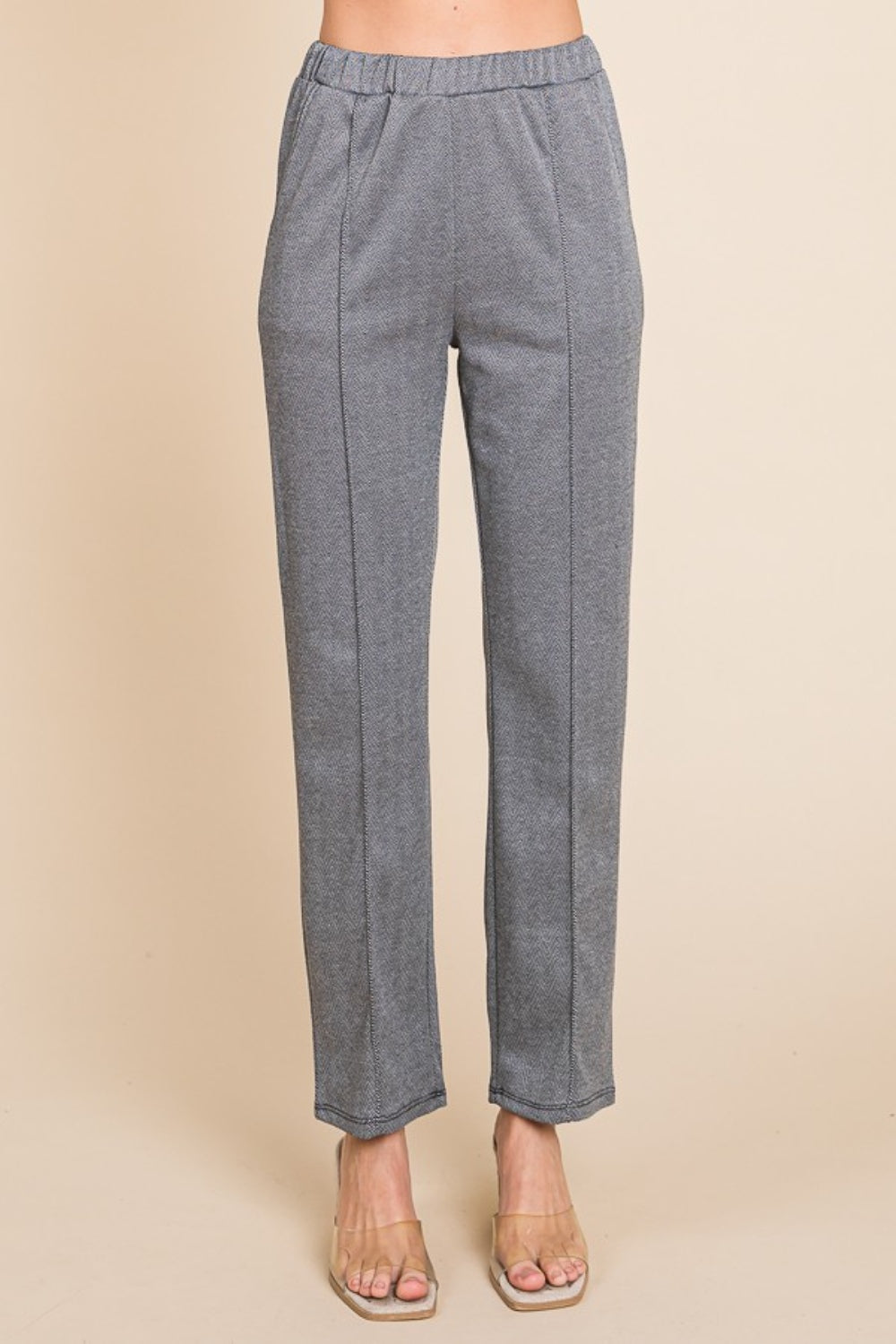 Pin Tuck Detail Slim Pants - FULL SIZE