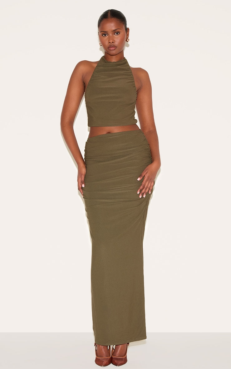 https://cdn-img.prettylittlething.com/e/a/8/1/ea810769268d4a4fbb3472719108376b4bb3f6b8_CNL4951_1_khaki_soft_touch_ruched_maxi_skirt.jpg